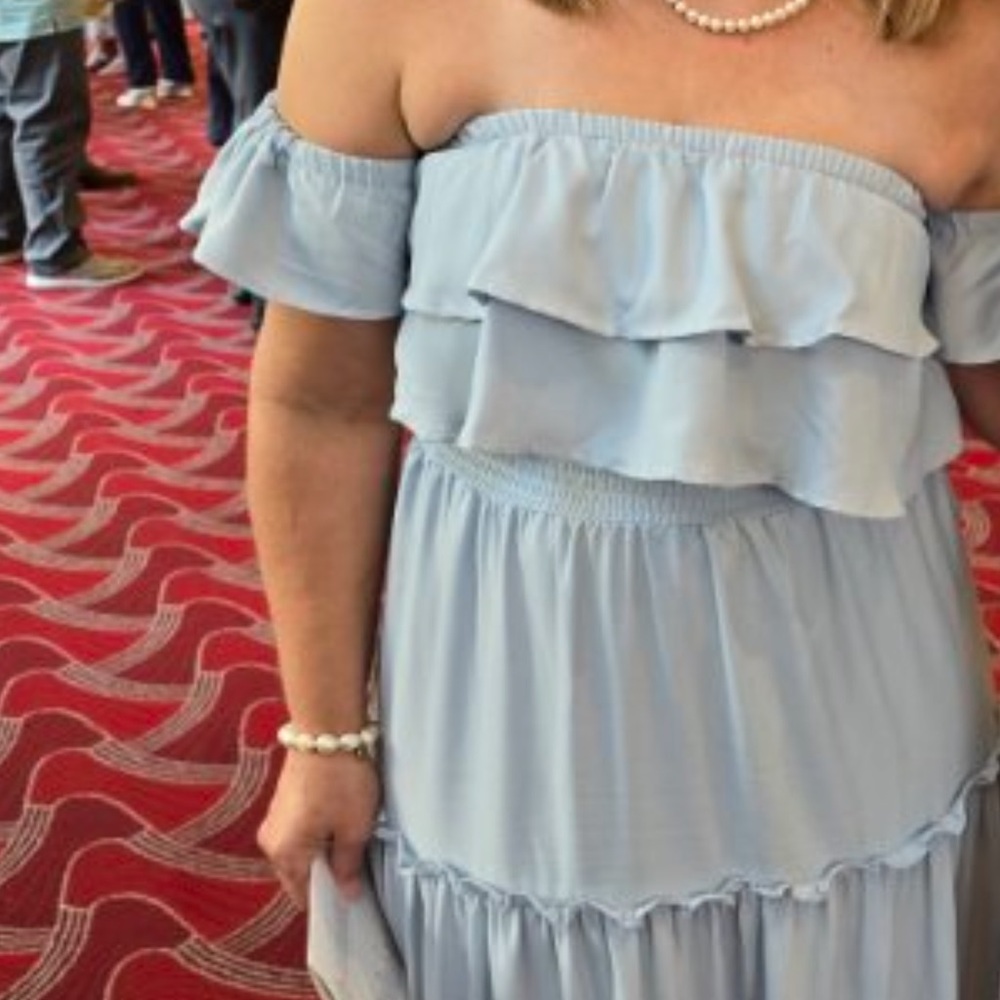 Lascana (Victoria Secret) Light Blue off the shoulder tiered Maxi Dress - Picture 8 of 13